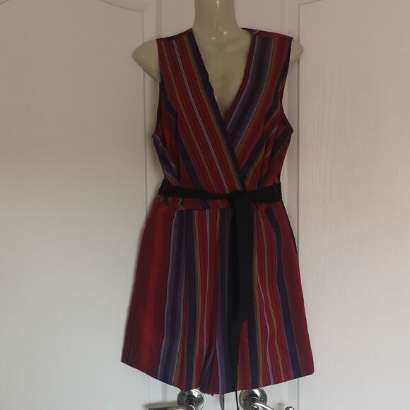 Mango Ladies Striped Short Jumpsuit XS Red , Purple - Picture 2 of 16